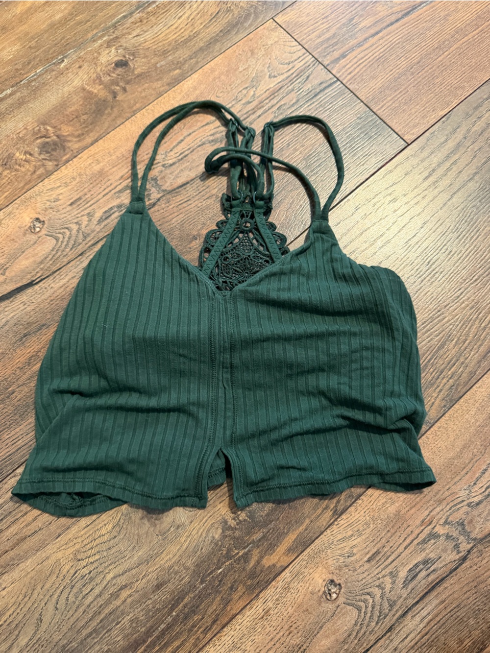 aerie Forest Green Ribbed Bralette